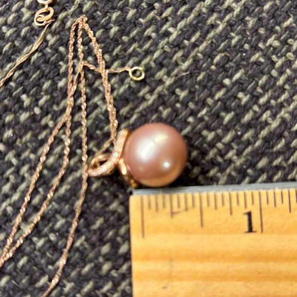 Pink 14kt gold south sea pearl necklace - Picture 4 of 4